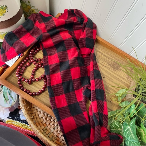 NWT PJ's & Pancakes 3-6M Buffalo Plaid Zip Up Footie Pajamas - Picture 2 of 4